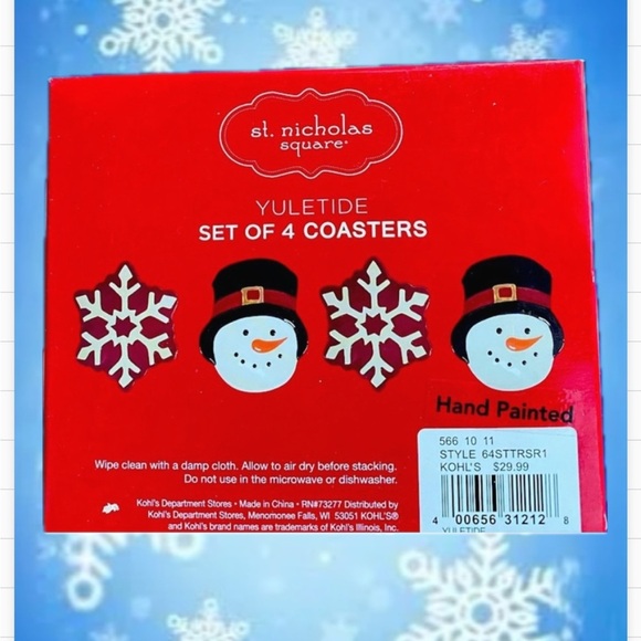 St Nicholas Square Set Of 4 Coasters, Glass Snowmen coasters - Picture 5 of 5
